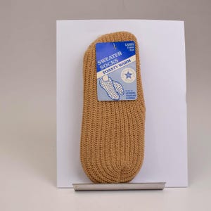 Deadstock Vintage Tan Beige Brown  Knit Bootie Sweater Socks Slippers Slip On Lounge Wear Loungwear At Home 9-11 Slipper Socks