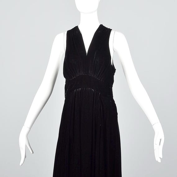 Medium 1930s Formal Gown Black Silk Velvet Evening Dr… - Gem