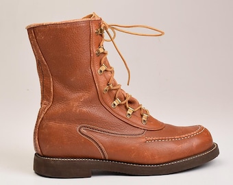 Sz 8 Vintage 50s 60s Leather Work Boots Deadatock New W