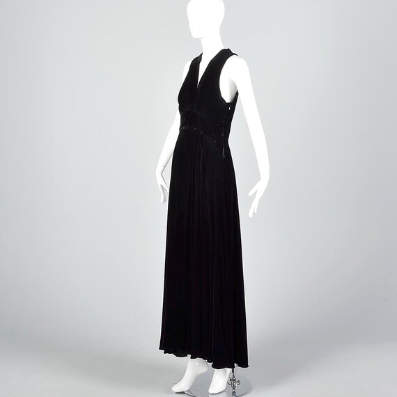 Medium 1930s Formal Gown Black Silk Velvet Evening Dr… - Gem