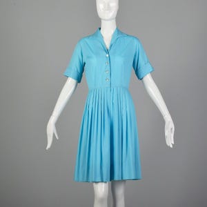 Medium 1960s Blue Dress Lightweight Aqua Summer Sundress Casual Day Dress