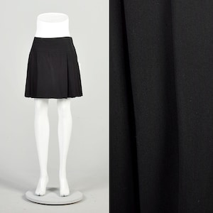 Medium 2000s Jean Paul Gaultier Skirt Black Wool Pleated Faux Welted Pocket Wide Waistband Schoolgirl Micro Mini Skirt