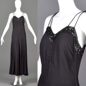 1930s Vintage Evening Gown Formal Dress Black Gown Sleeveless Dress Summer Formal Sequined Dress Bias Cut Evening Gown Black Dress Small