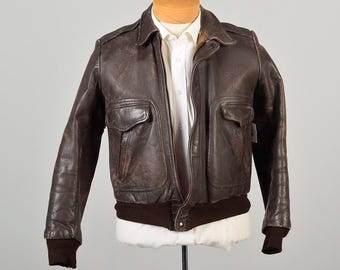 Military Style A2 Bomber Jacket Vintage Wax Tan Streetwear