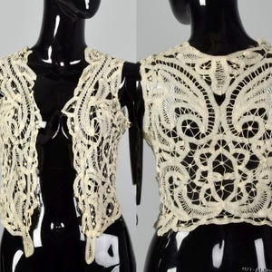 XS Antique Lace Vest Vintage Lace Vest Boho Vest Antique Lacework Open Front Vest Wedding Vest Boho Wedding