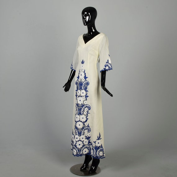 Small 1970s Cream Maxi Dress Natex Half Sleeve Bl… - image 3