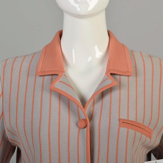1960s Medium Wool Knit Collared Jacket Striped Gr… - image 5