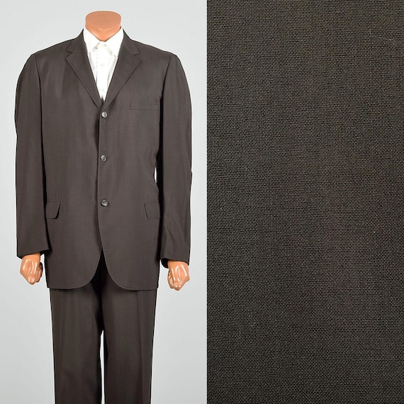 Large 1950s Solid Brown Three Button Blazer Suit … - image 1