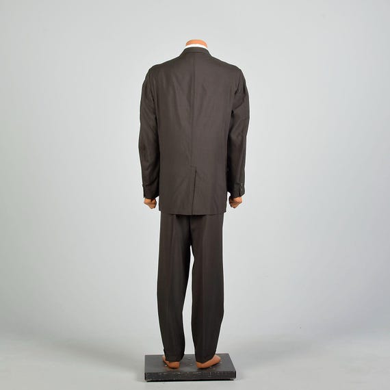 Large 1950s Solid Brown Three Button Blazer Suit … - image 3