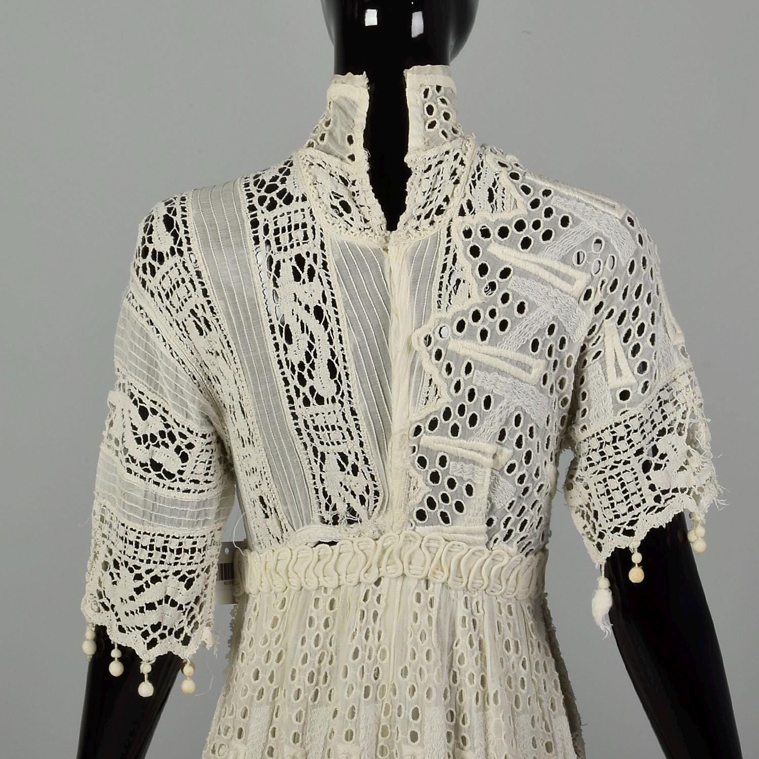 1910s Antique Dress Sheer Lace Cotton XS - Etsy