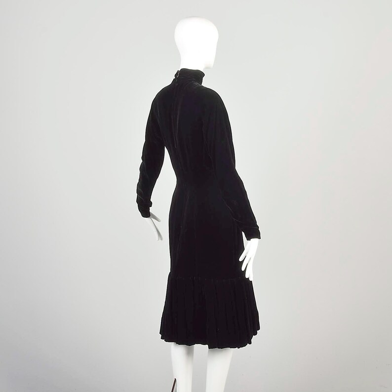 Small 1980s Dress Black Velvet Sexy Cocktail Party Evening Dress With ...