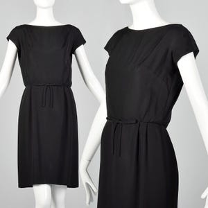 XS I. Magnin 1960er Jahre Kleines Schwarzes Kleid Vintage Schwarzes Cocktailkleid 60er Party Kleid Klassisches LBD Etuikleid