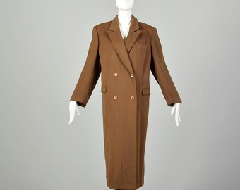 Großer Vintage-Mantel aus den 1980er Jahren von Salko Austrian London Tirol, brauner Alpakawollmantel, zweireihig, Trenchcoat