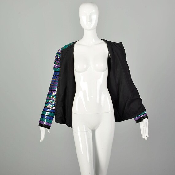 Large 1990s Color Block Sequin Jacket Geometric P… - image 5