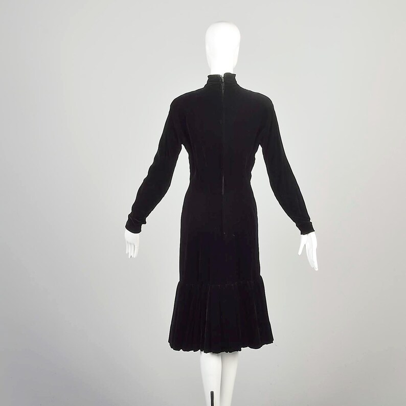 Small 1980s Dress Black Velvet Sexy Cocktail Party Evening Dress With ...
