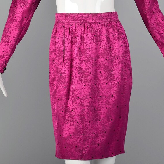 Large Emanuel Ungaro Hot Pink Skirt Set Asymmetri… - image 8