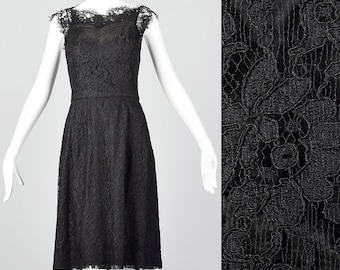 Medium 1950s Black Lace Dress Vintage Little Black Dress Vintage Black Cocktail Dress 60s Party Dress Vtg Dress