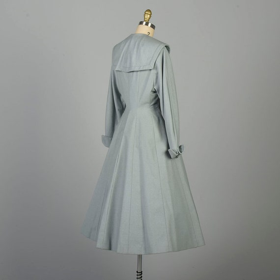 XS 1950s Blue Gray Princess Coat Rhinestone Butto… - image 4