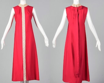 Small 1960s Pink Maxi Dress Vintage Prom Dress Lace Trim Sleeveless Maxi Skirt Spring Summer Evening 60s Vintage