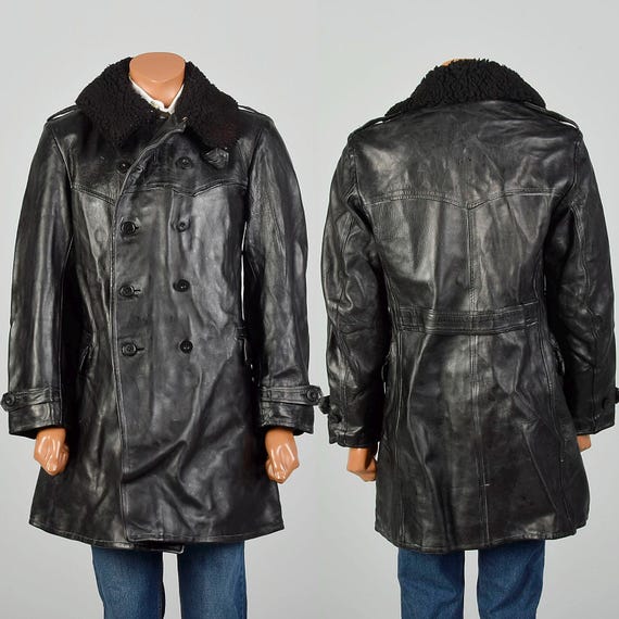 Medium Vintage 1940s WWII WW2 World War 2 Black Horsehide Leather