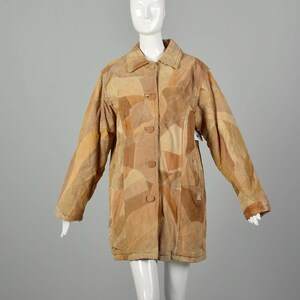 Large 1990s Patchwork Leather Coat
