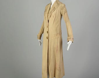Small 1900s Edwardian Linen Duster Jacket Motoring Coat Elegant