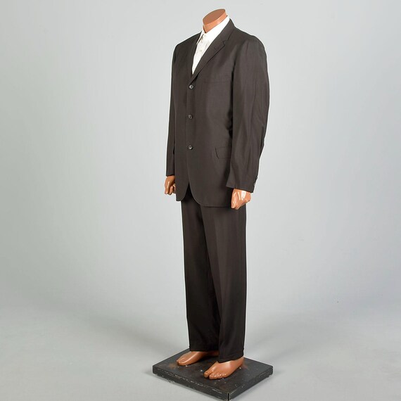 Large 1950s Solid Brown Three Button Blazer Suit … - image 2