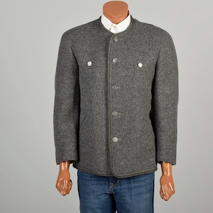 Large 1970s Traditional Austrian Gray Wool Jacket Fully Lined