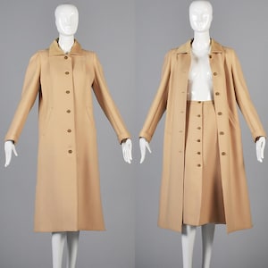 Courreges Minimalist Skirt Coat Set Neutral Tan Classic Designer Separates Outerwear Ensemble image 1