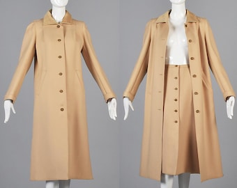 Courreges Minimalist Rock-Mantel-Set Neutral Tan Klassische Designer Trennt Oberbekleidung Ensemble