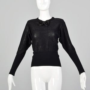 XXS Sonia Rykiel 1980s  Black Lurex Stripe Sweater