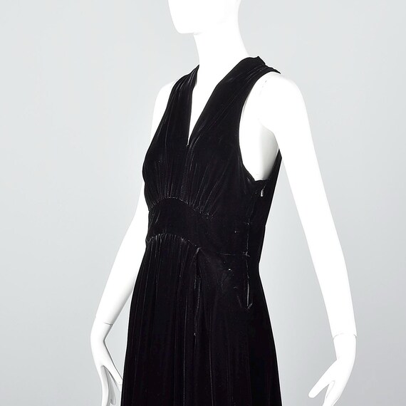 Medium 1930s Formal Gown Black Silk Velvet Evening Dr… - Gem