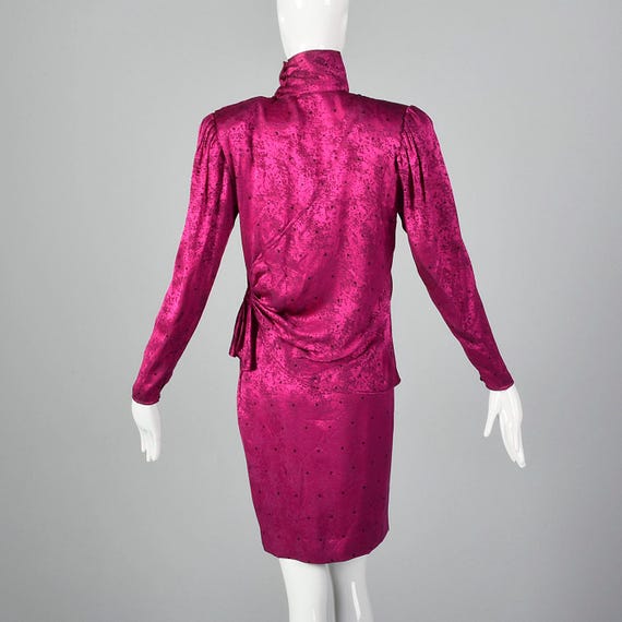 Large Emanuel Ungaro Hot Pink Skirt Set Asymmetri… - image 4
