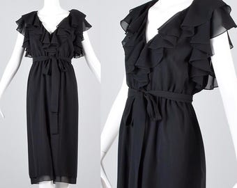 Vestido de los 90, semitransparente, de cóctel, sin mangas, pequeño vestido negro, largo hasta la rodilla, elegante, con volantes, para noche de verano, talla pequeña.