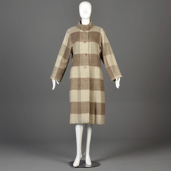 80s Coat Albert Nipon Winter Coat Plaid Coat Stri… - image 6