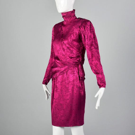 Large Emanuel Ungaro Hot Pink Skirt Set Asymmetri… - image 3