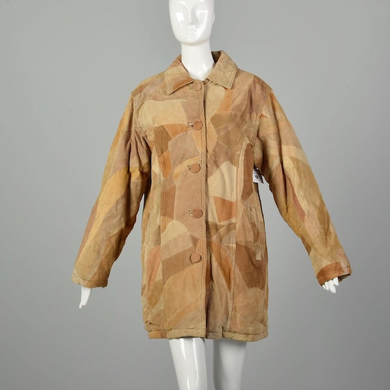 Large 1990s Patchwork Leather Coat - image 1