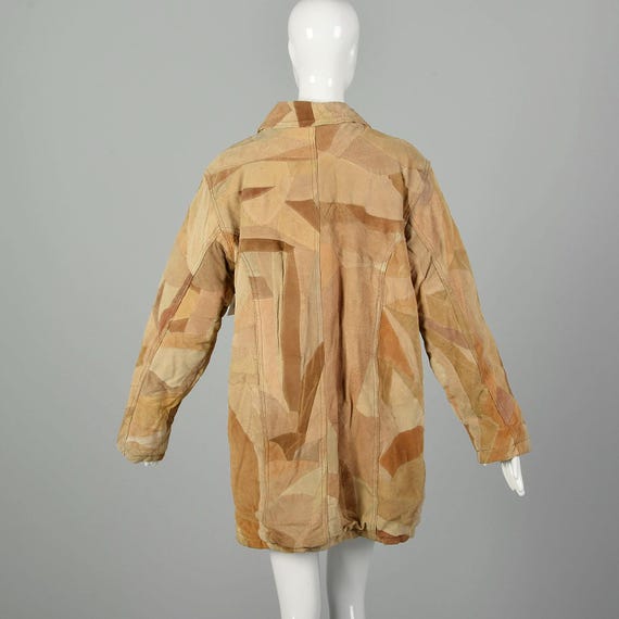 Large 1990s Patchwork Leather Coat - image 3