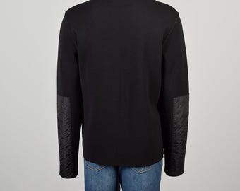 Large 2000s Prada Designer Sweater Black Knit Utility Zip Sweater