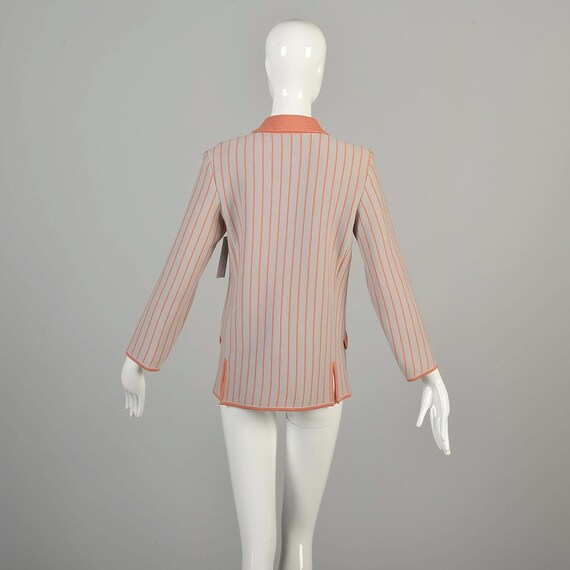 1960s Medium Wool Knit Collared Jacket Striped Gr… - image 3