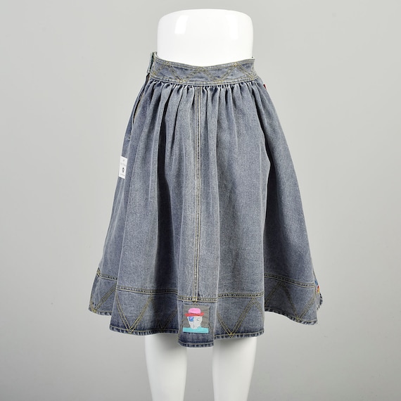 Small 1980s Neomax Skirt Blue Jean Denim Full Ski… - image 2
