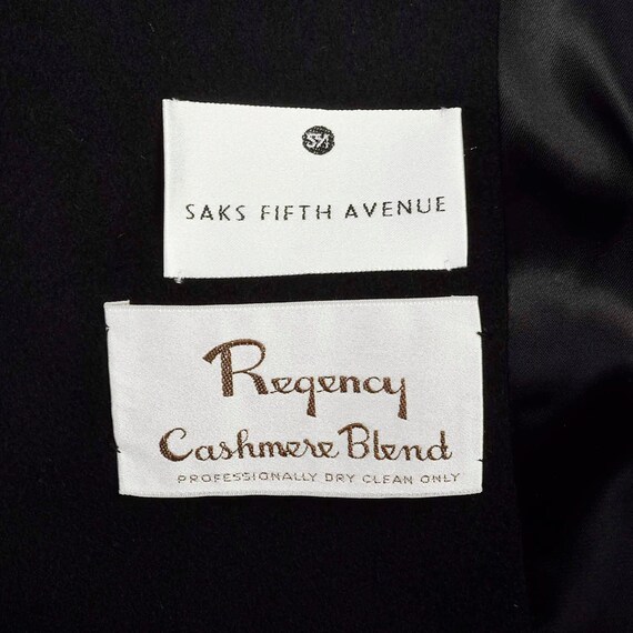 Large 1980s Black Wool Cashmere Coat Regency Saks… - image 10