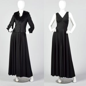 Small 1970s Palazzo Jumpsuit with Matching Jacket Vintage Black Jumpsuit 70s Wide Leg Jumpsuit Vtg Jumpsuit Set