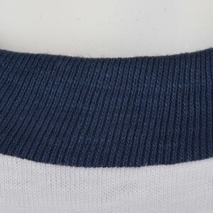 Small Deadstock 1970s Ringer Tee 70s T-Shirt TShirt White Cotton Navy Blue Ribbed Knit image 6