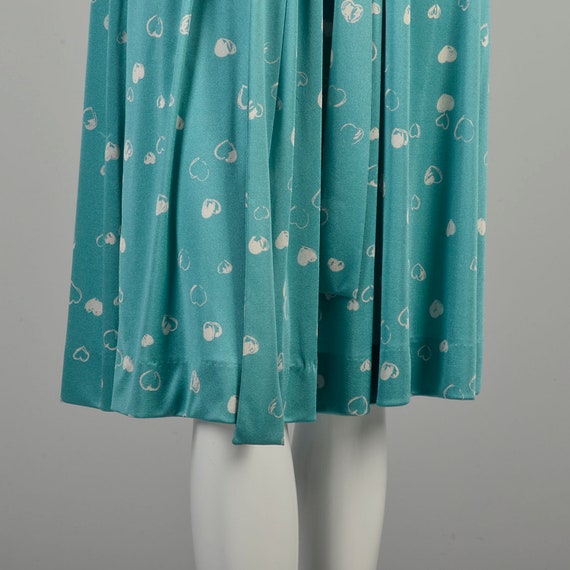 Small 1970s Teal Hearts Blouse Skirt Belt Set Hal… - image 9