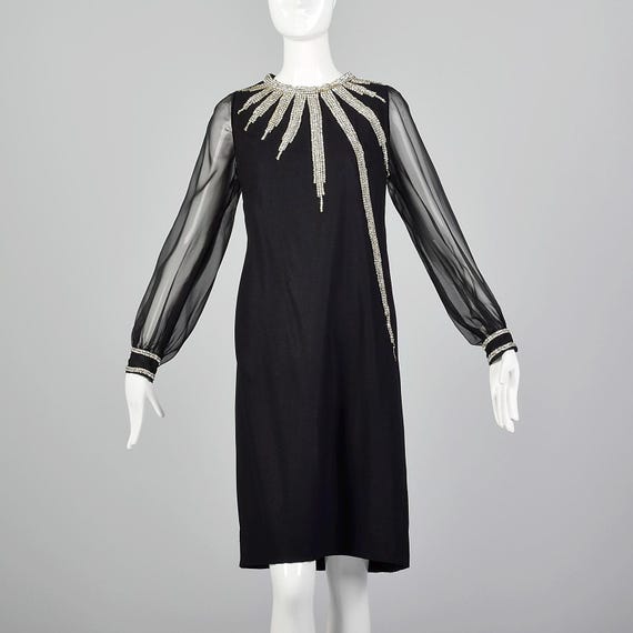 sheer new years dress Glam Arrival Long Sleeve Sheer Glitter Mini Dress