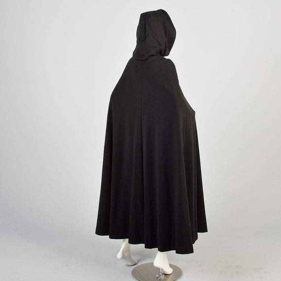 OSFM 1970s Black Knit Cape Tassel Hooded Gothic W… - image 4