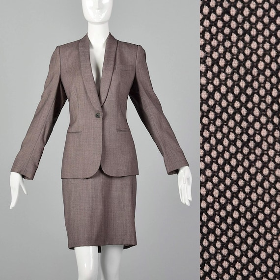 Alexander McQueen, Large Alexander McQueen 1990s Skirt Suit McQueen Suit Vintage Blush Skirt Suit Women's Long Sleeve Skirt Suit
