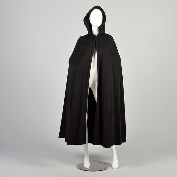OSFM 1970s Black Knit Cape Tassel Hooded Gothic W… - image 1
