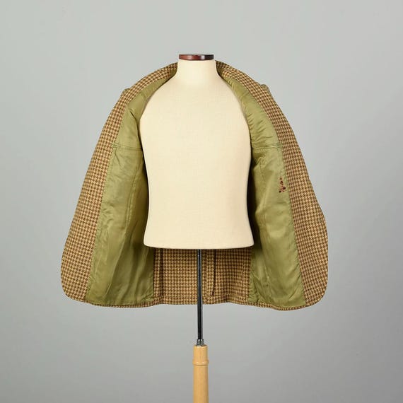 XS 1950s Houndstooth Wool Tweed Tan Beige Brooks Brothers 3